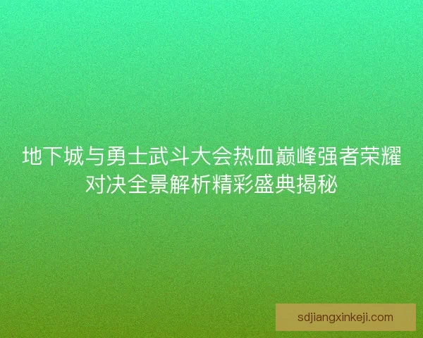 地下城与勇士武斗大会热血巅峰强者荣耀对决全景解析精彩盛典揭秘 地下城与勇士武斗大会热血巅峰强者荣耀对决全景解析精彩盛典揭秘