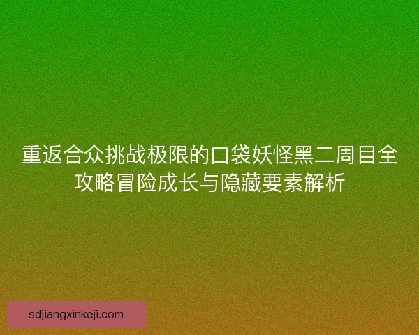 重返合众挑战极限的口袋妖怪黑二周目全攻略冒险成长与隐藏要素解析